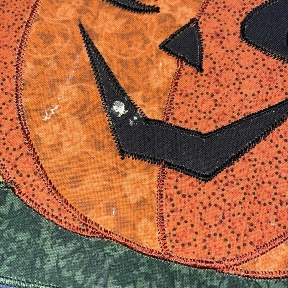 4 Quilted Halloween Jack O Lantern Fabric Placemats Pumpkin Moon Stars 18” x 13”
